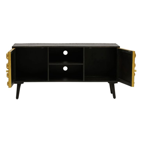 Atria Wooden TV Stand With 2 Doors In Black And Gold_3