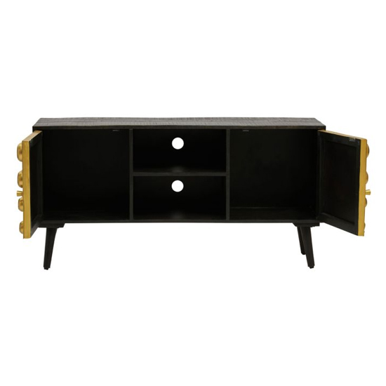 Atria Wooden TV Stand With 2 Doors In Black And Gold