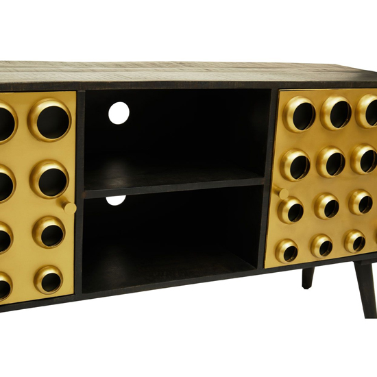 Atria Wooden TV Stand With 2 Doors In Black And Gold