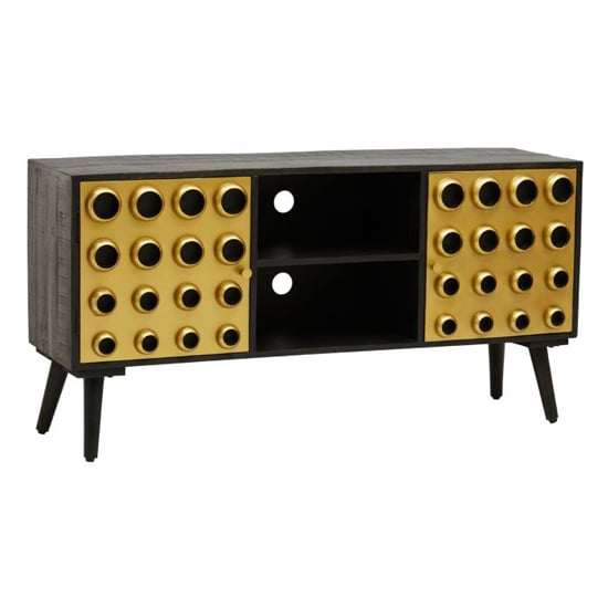 Atria Wooden TV Stand With 2 Doors In Black And Gold