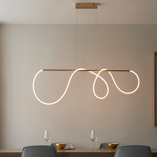 Product photograph of Attalea Led Linear Pendant Light In Satin Gold from Furniture in Fashion