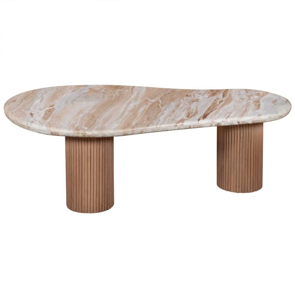 Attalla White Marble Top Coffee Table In Natural