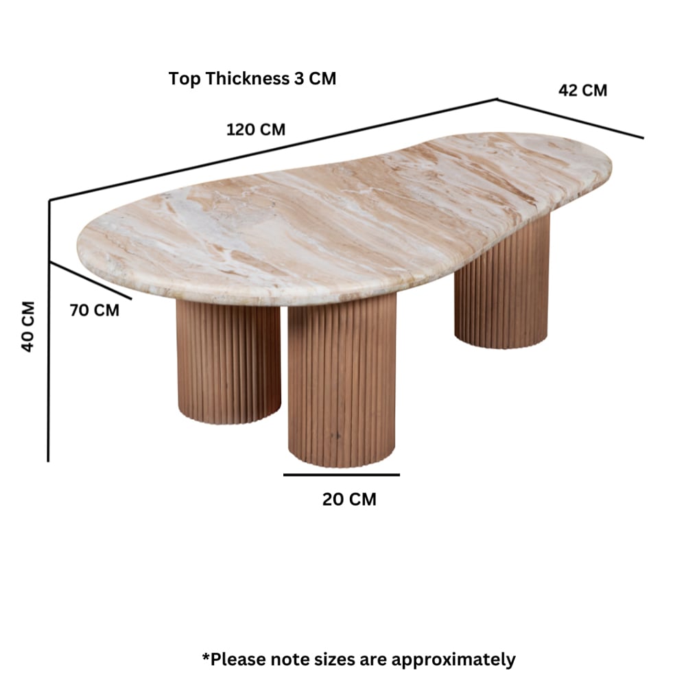 Attalla White Marble Top Coffee Table In Natural