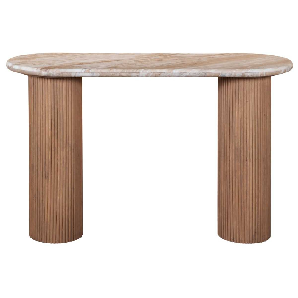 Attalla White Marble Top Console Table In Natural