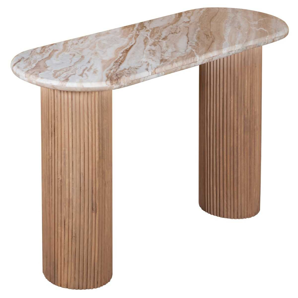 Attalla White Marble Top Console Table In Natural