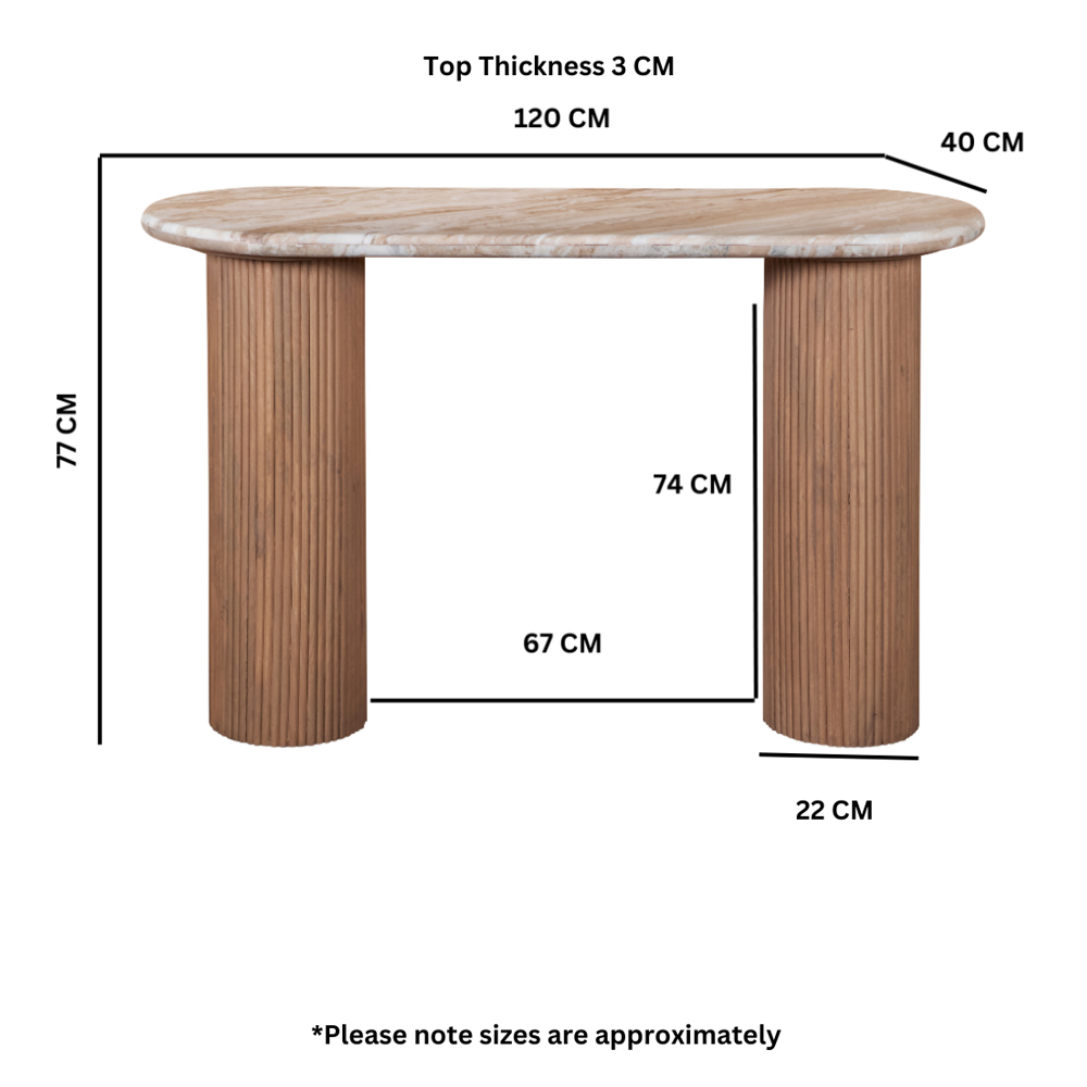Attalla White Marble Top Console Table In Natural