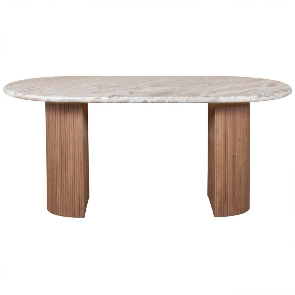 Attalla White Marble Top Dining Table In Natural