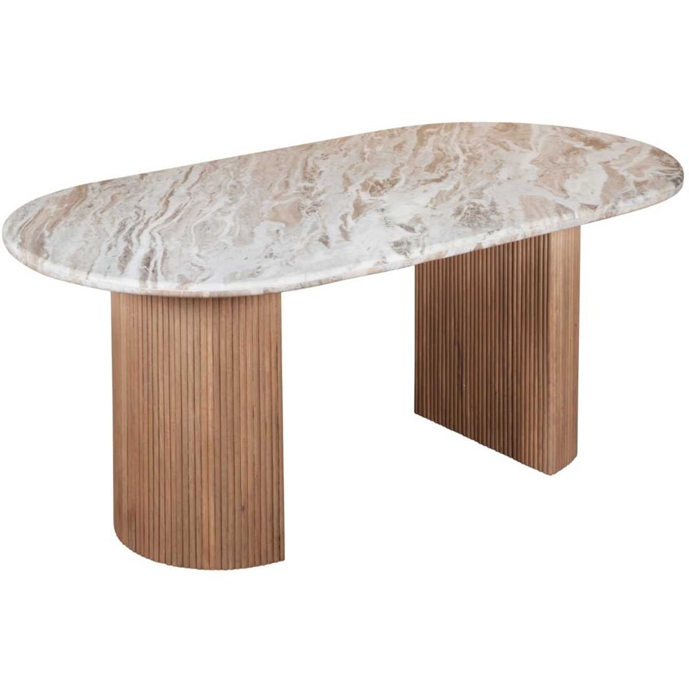 Attalla White Marble Top Dining Table In Natural