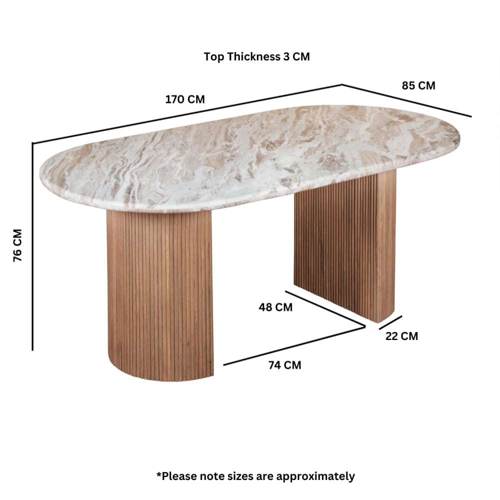 Attalla White Marble Top Dining Table In Natural