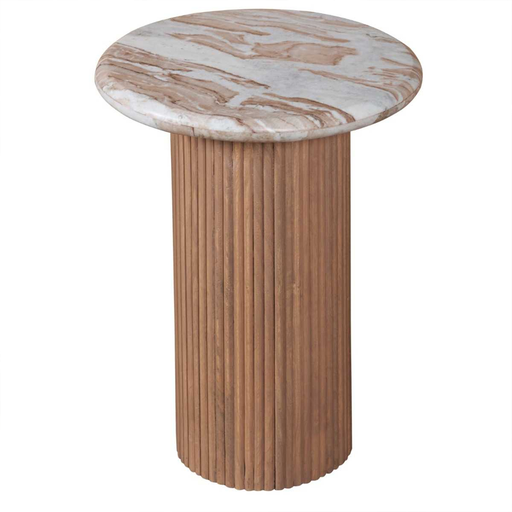 Attalla White Marble Top Side Table In Natural