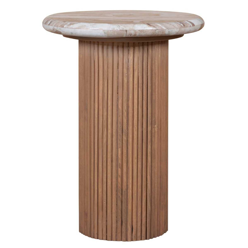 Attalla White Marble Top Side Table In Natural