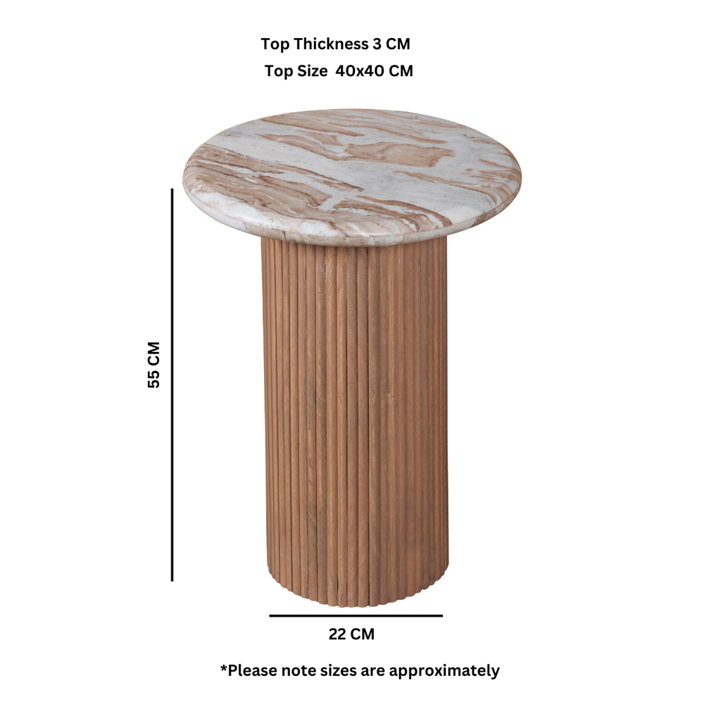 Attalla White Marble Top Side Table In Natural