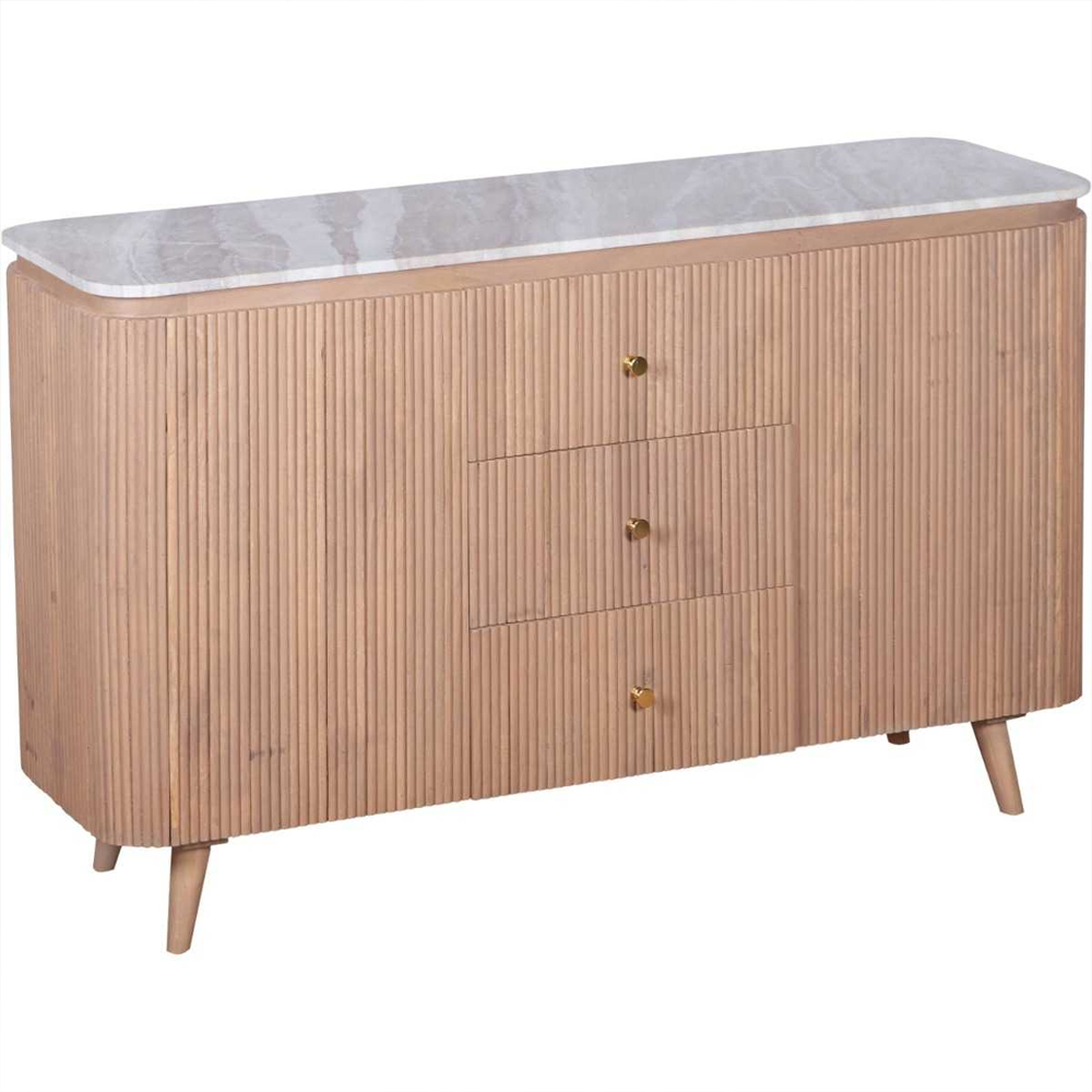 Attalla White Marble Top Sideboard With 2 Doors 3 Drawers In Natural