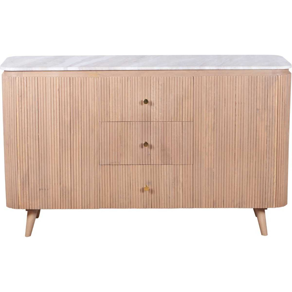 Attalla White Marble Top Sideboard With 2 Doors 3 Drawers In Natural