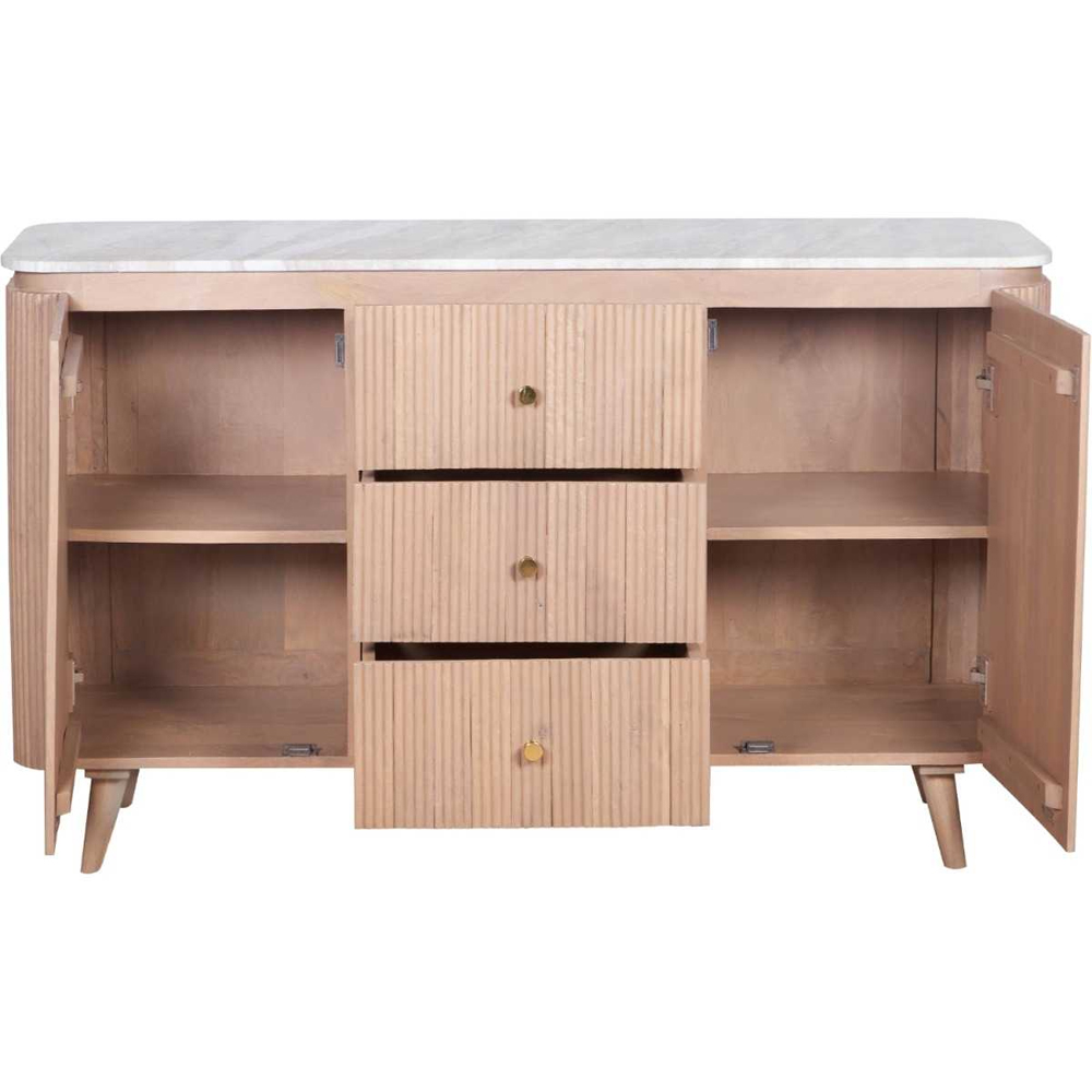 Attalla White Marble Top Sideboard With 2 Doors 3 Drawers In Natural