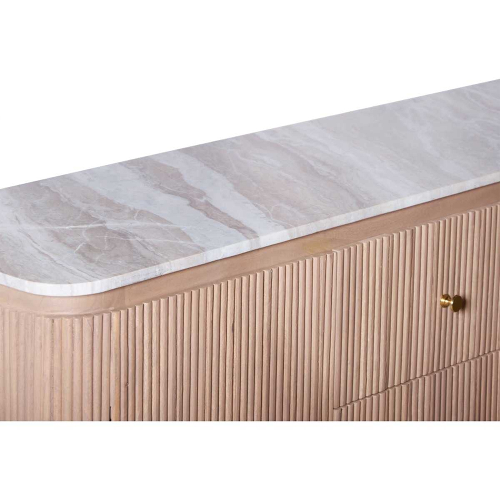 Attalla White Marble Top Sideboard With 2 Doors 3 Drawers In Natural
