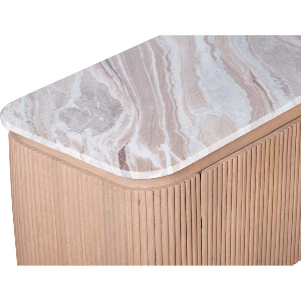 Attalla White Marble Top TV Stand With 2 Doors In Natural