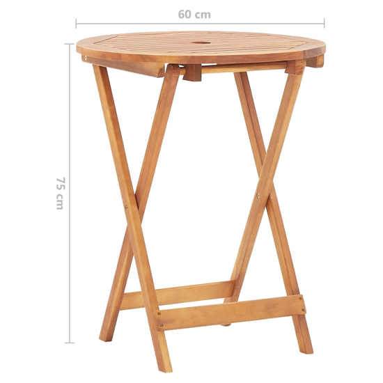 Attic 60cm Round Outdoor Folding Wooden Dining Table In Natural