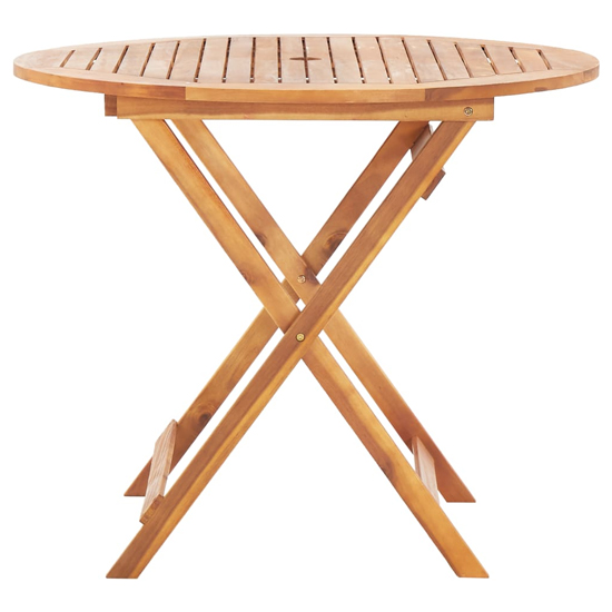 Attic 90cm Round Outdoor Folding Wooden Dining Table In Natural_2