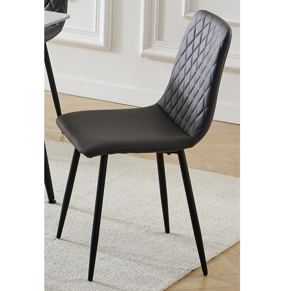 Attica Dark Grey Leather Dining Chairs - Pair