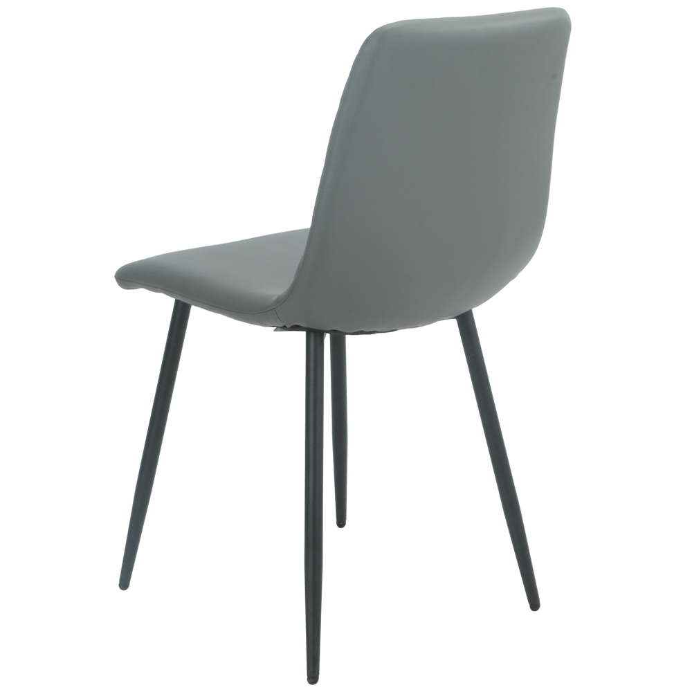 Attica Dark Grey Leather Dining Chairs in Pair
