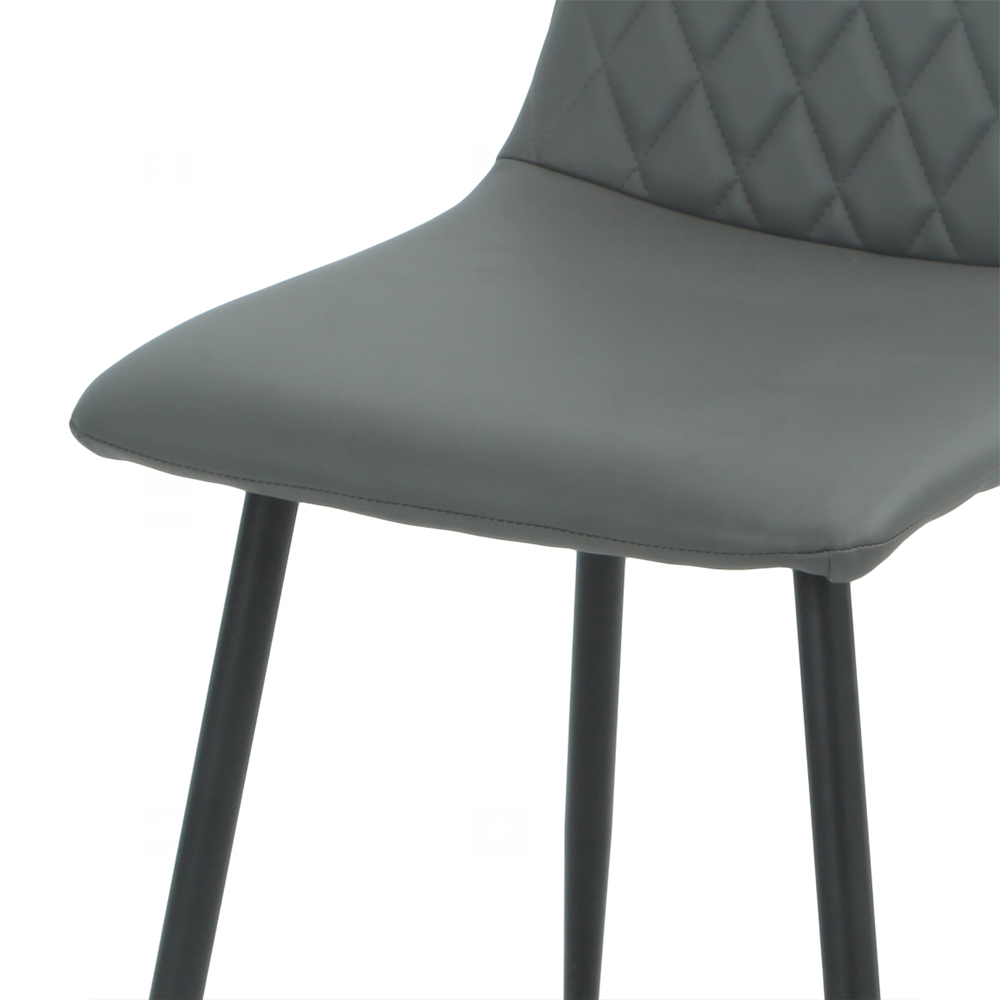 Attica Dark Grey Leather Dining Chairs in Pair