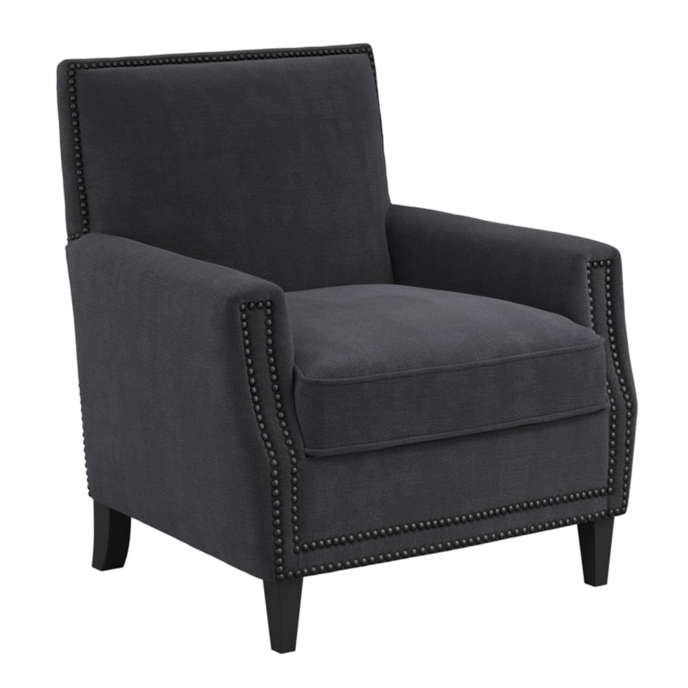 Read more about Attica fabric armchair with wooden legs in anthracite