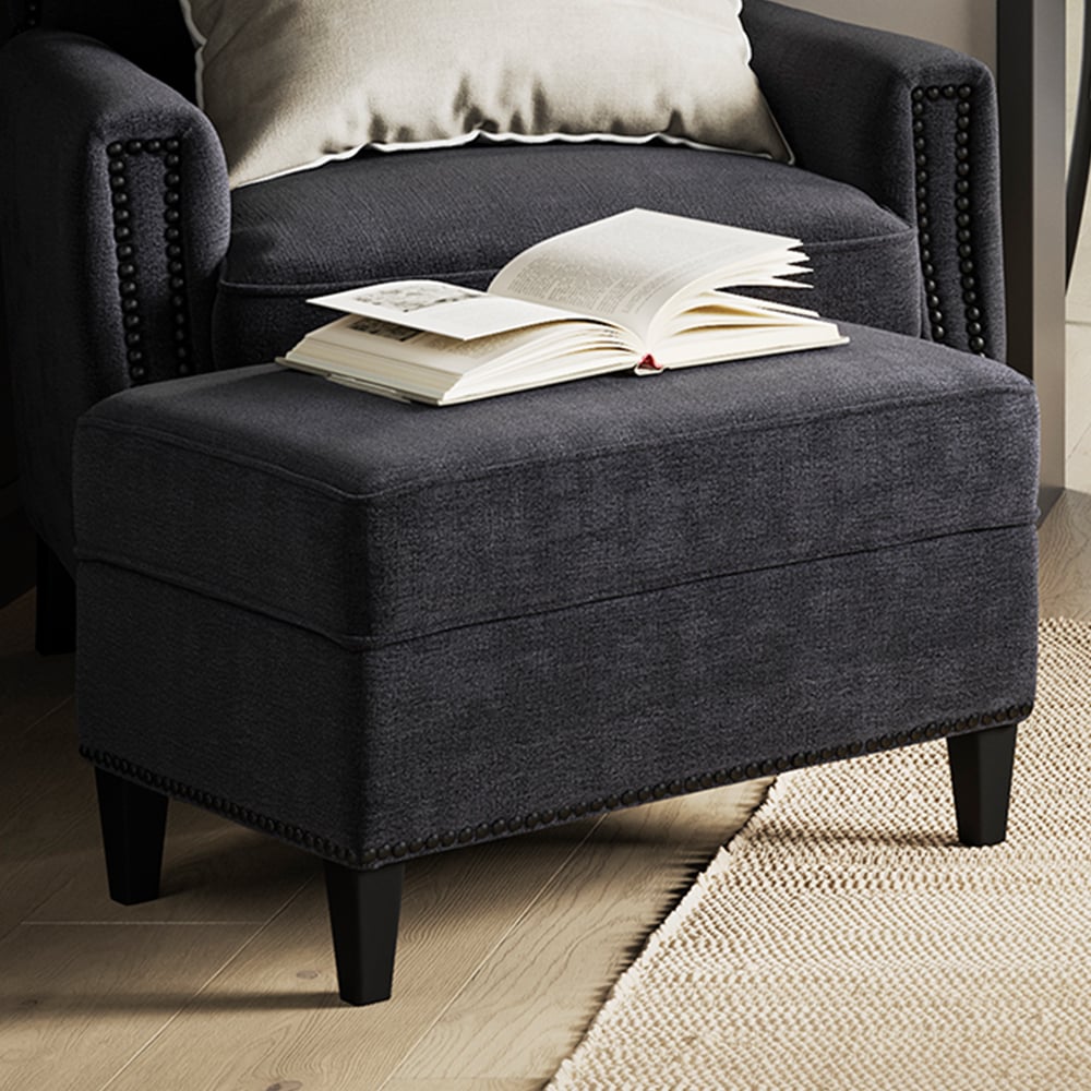 Read more about Attica fabric footstool with wooden legs in anthracite