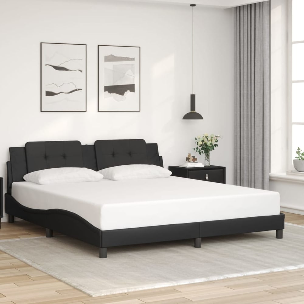 Product photograph of Attica Faux Leather Super King Size In Black from Furniture in Fashion