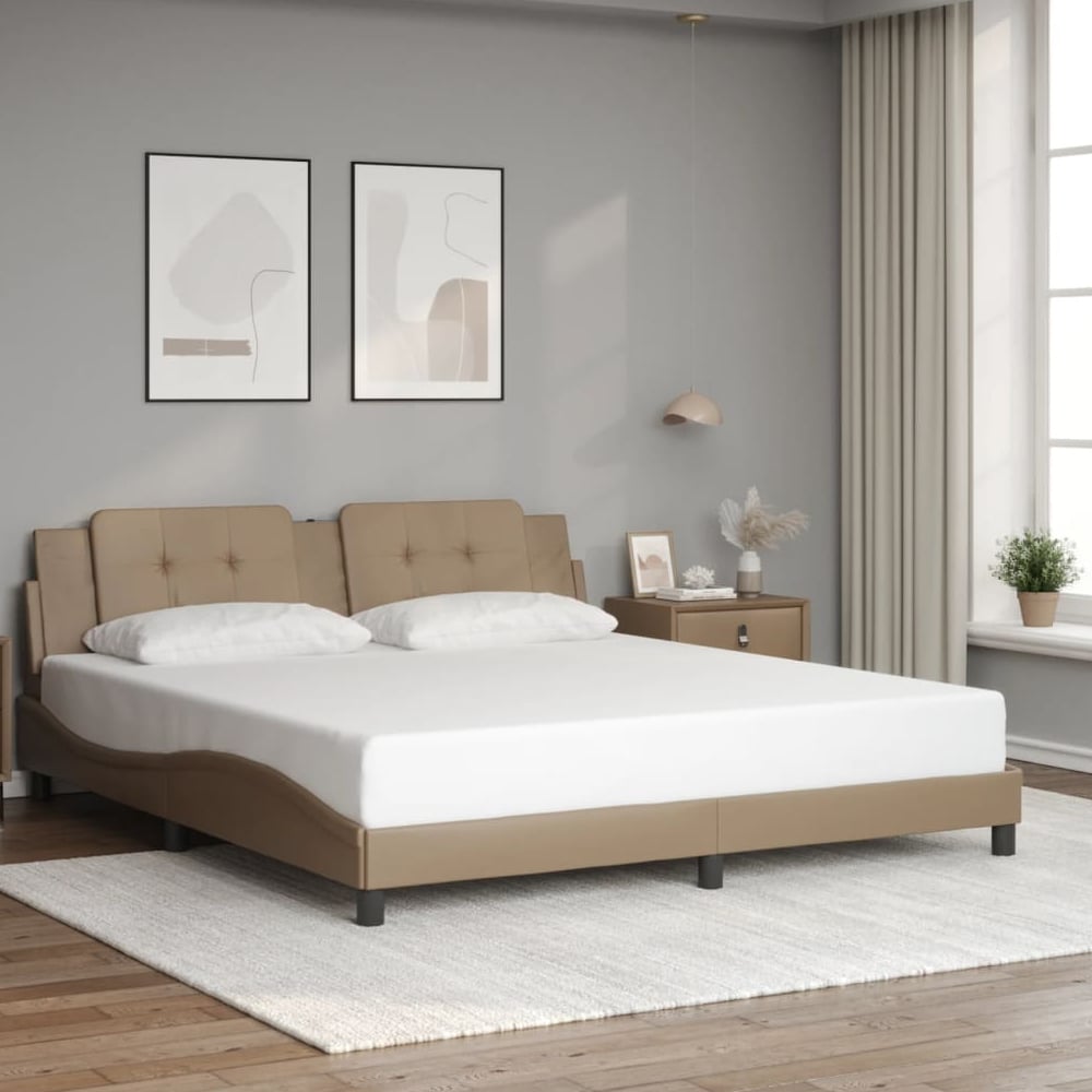 Product photograph of Attica Faux Leather Super King Size In Cappuccino from Furniture in Fashion