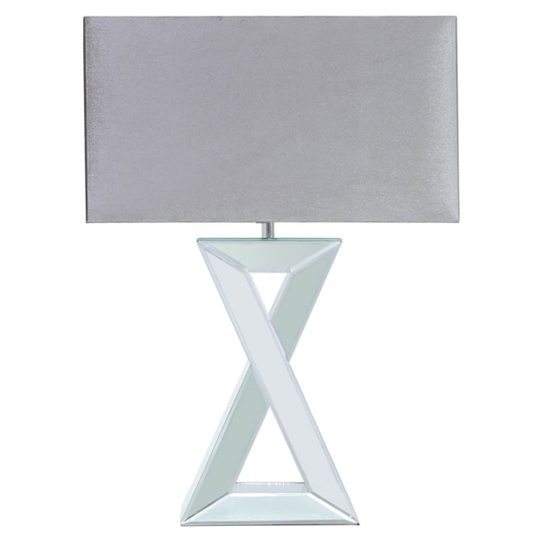 Photo of Attica grey velvet shade table lamp with clear mirrored base