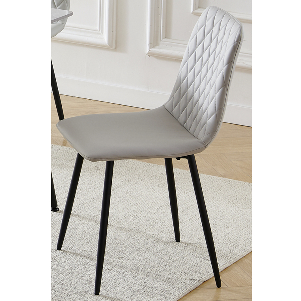Attica Light Grey Leather Dining Chairs - Pair