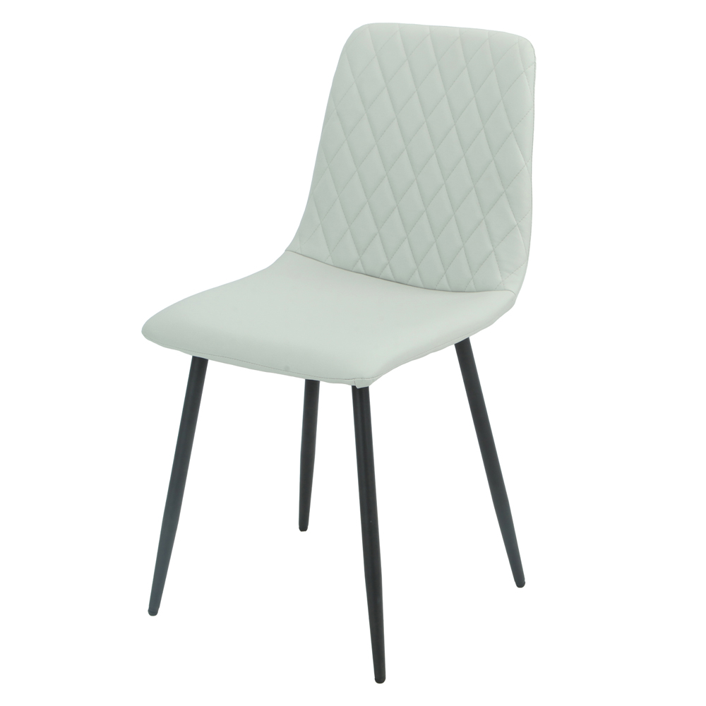 Attica Light Grey Leather Dining Chairs in Pair