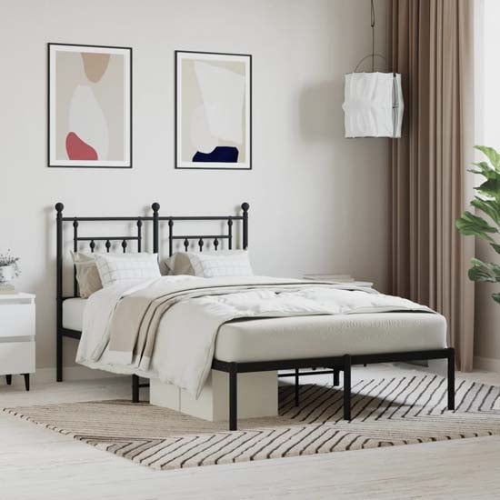 Read more about Attica metal double bed with headboard in black