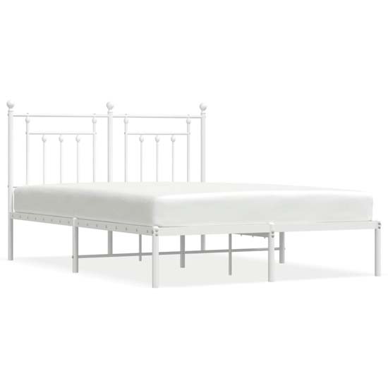 Attica Metal King Size Bed With Headboard In White