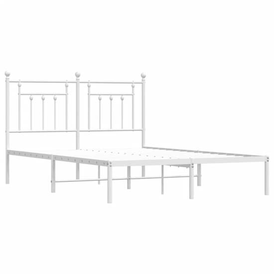 Attica Metal King Size Bed With Headboard In White