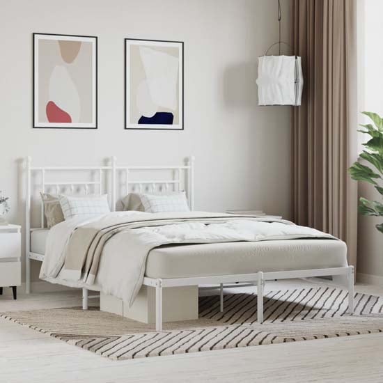 Product photograph of Attica Metal King Size Bed With Headboard In White from Furniture in Fashion