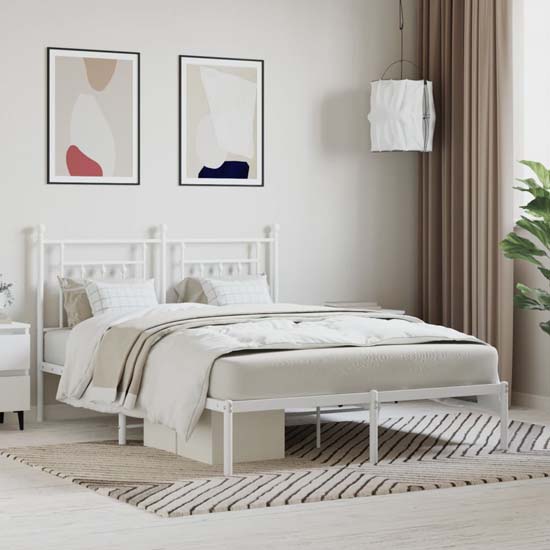 Read more about Attica metal king size bed with headboard in white