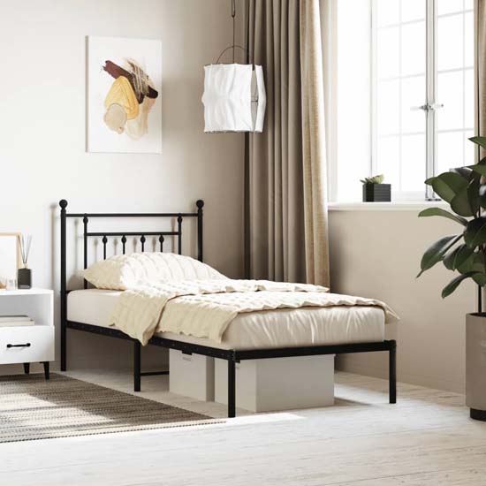 Attica Metal Single Bed With Headboard In Black