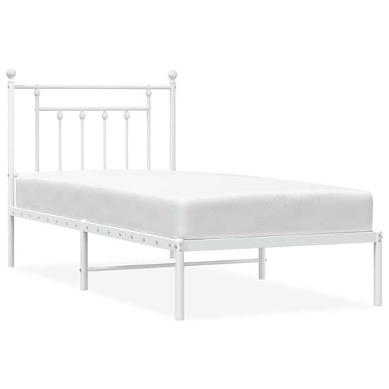 Attica Metal Single Bed With Headboard In White