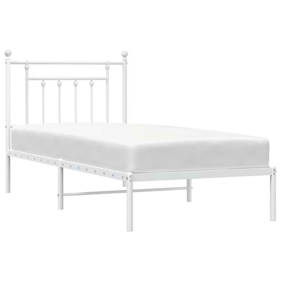 Attica Metal Single Bed With Headboard In White