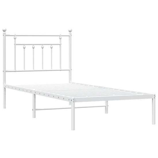 Attica Metal Single Bed With Headboard In White