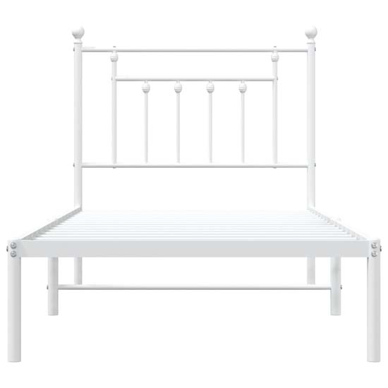 Attica Metal Single Bed With Headboard In White