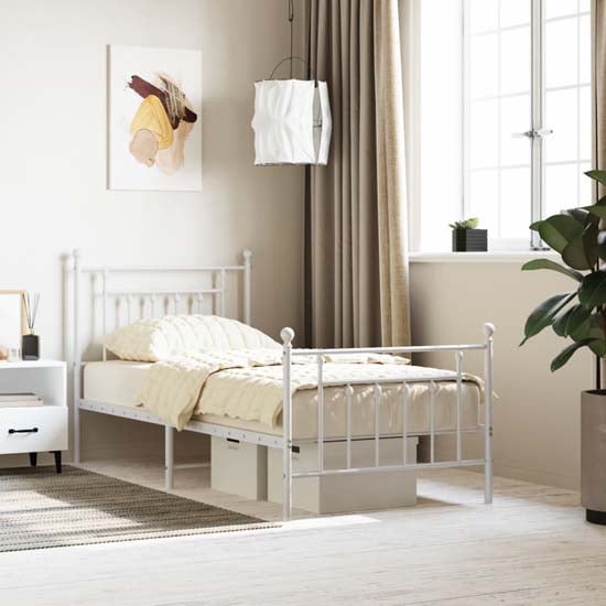 Product photograph of Attica Metal Single Bed In White from Furniture in Fashion