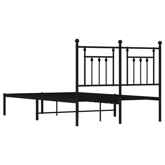 Attica Metal Small Double Bed With Headboard In Black