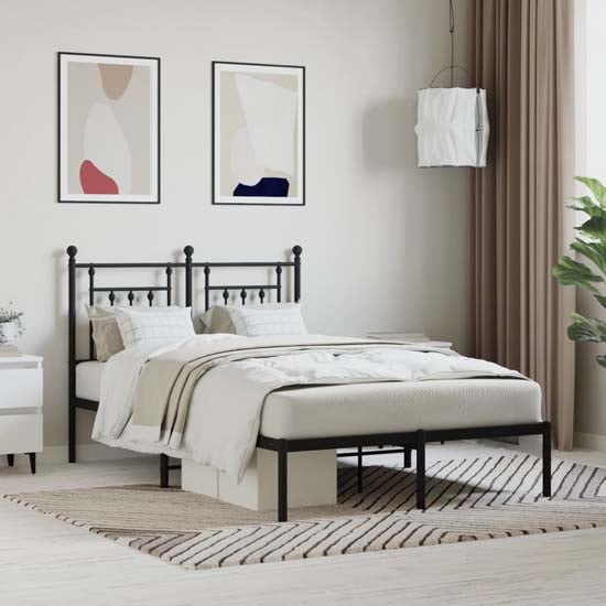 Read more about Attica metal small double bed with headboard in black