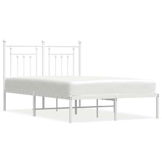 Attica Metal Small Double Bed With Headboard In White
