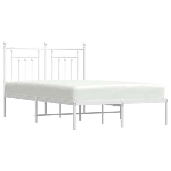 Attica Metal Small Double Bed With Headboard In White