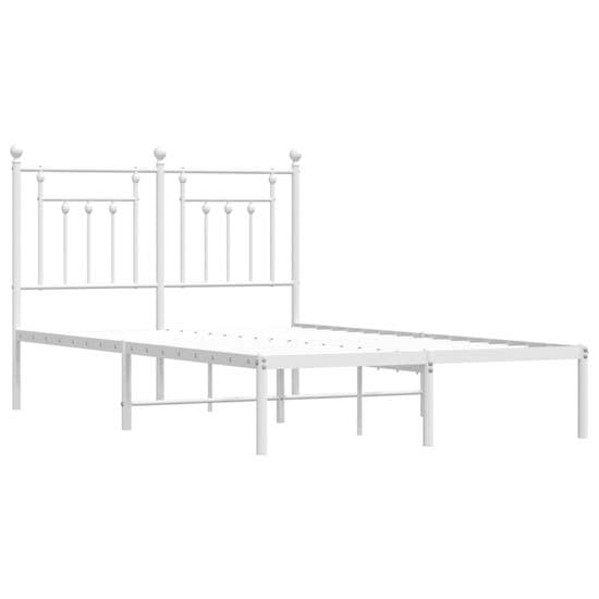 Attica Metal Small Double Bed With Headboard In White
