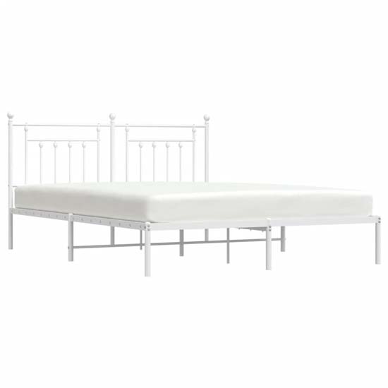 Attica Metal Super King Size Bed With Headboard In White